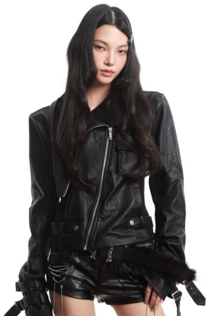 Retro Black Leather Shorts