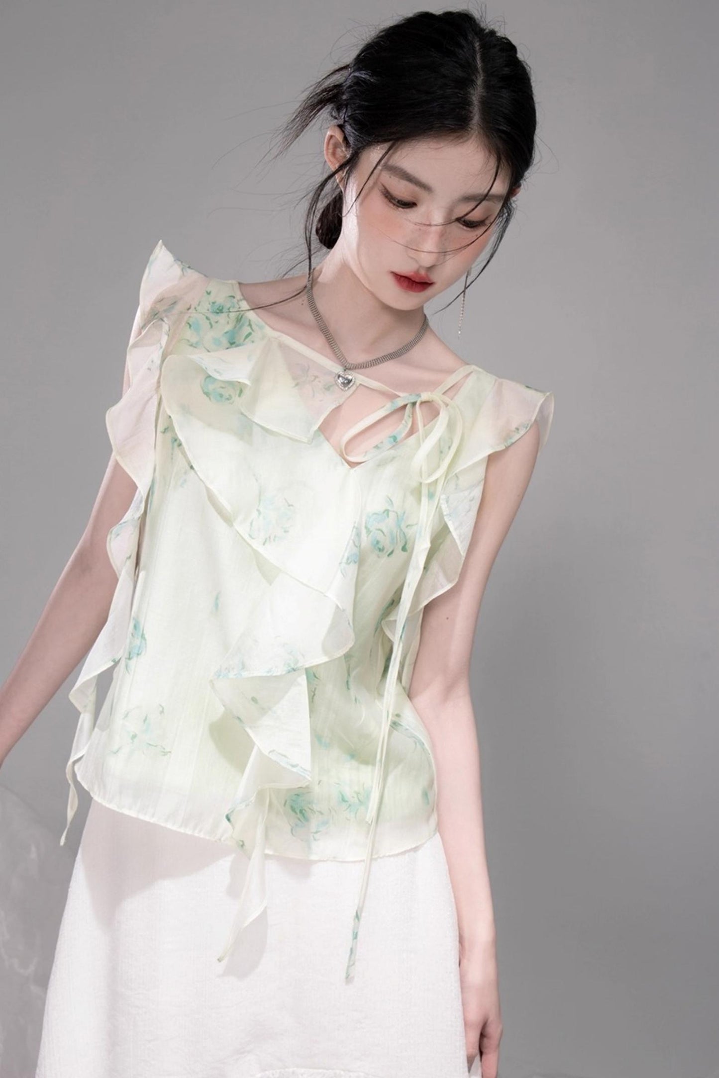 Qingbo Leaf Chiffon Shirt