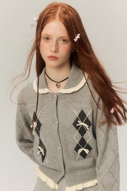 Retro Diamond Knit Cardigan