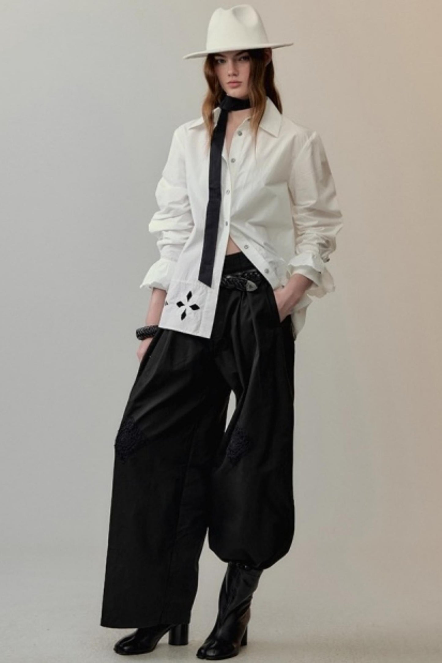 Lace Floral Embroidery Shirt Set-Up