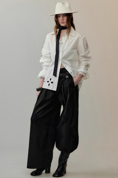 Lace Floral Embroidery Shirt Set-Up