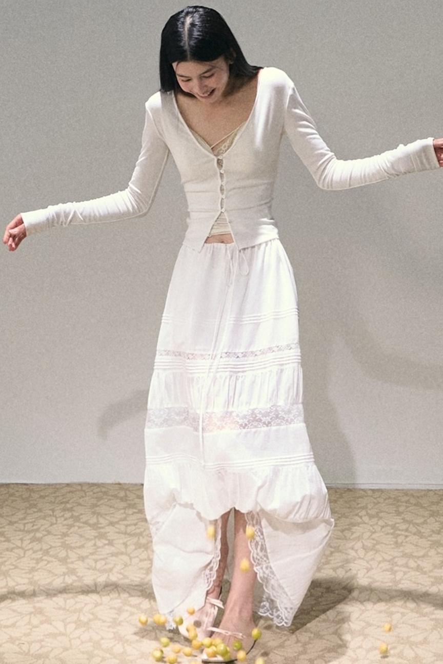 Stretch Linen Large V-Neck Cardigan