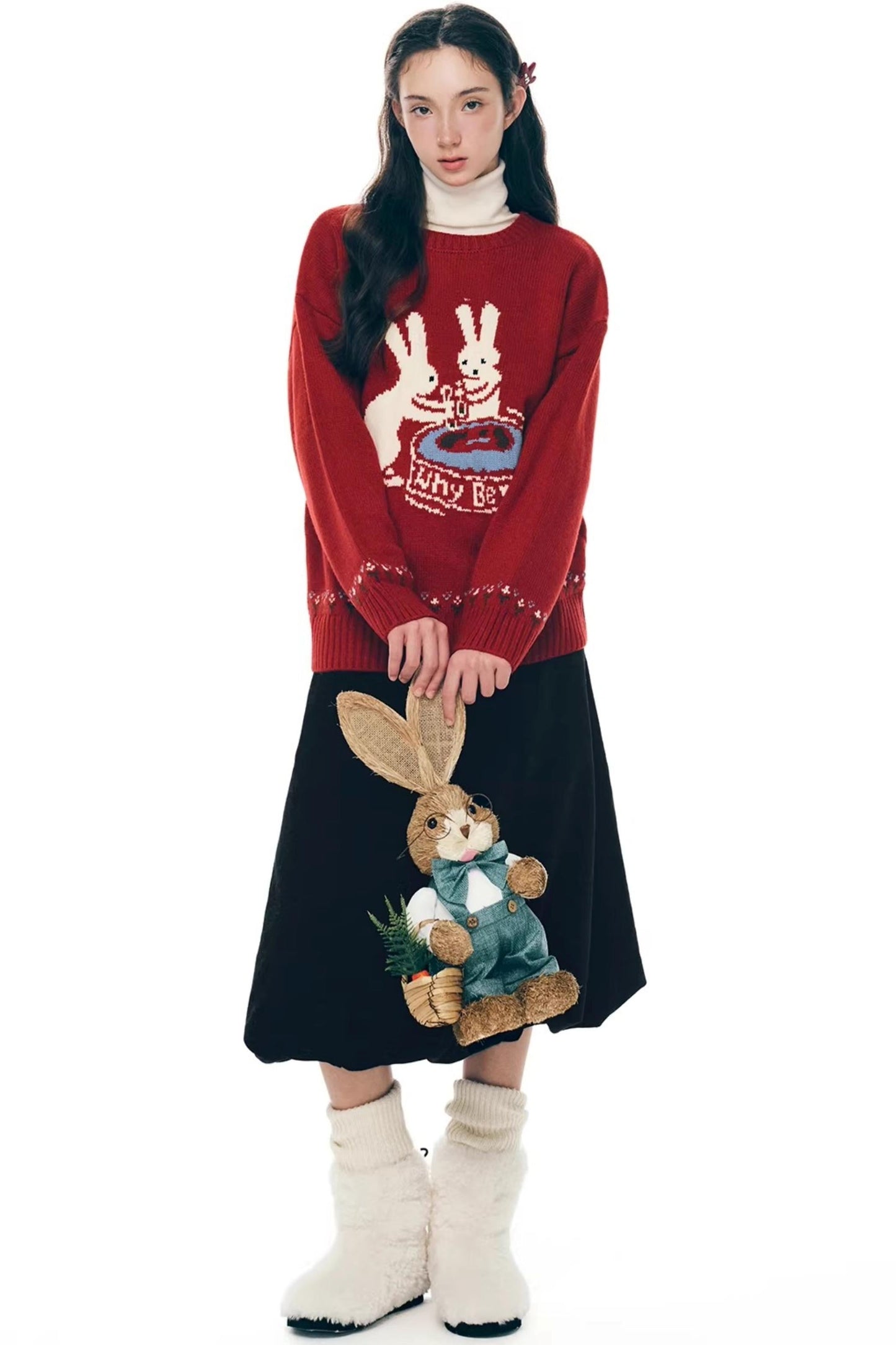 Red Rabbit Knitted Sweater