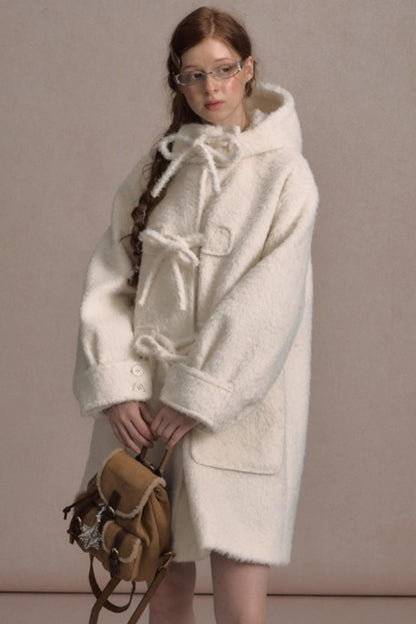 College Hooded Thick Woolen Jacket