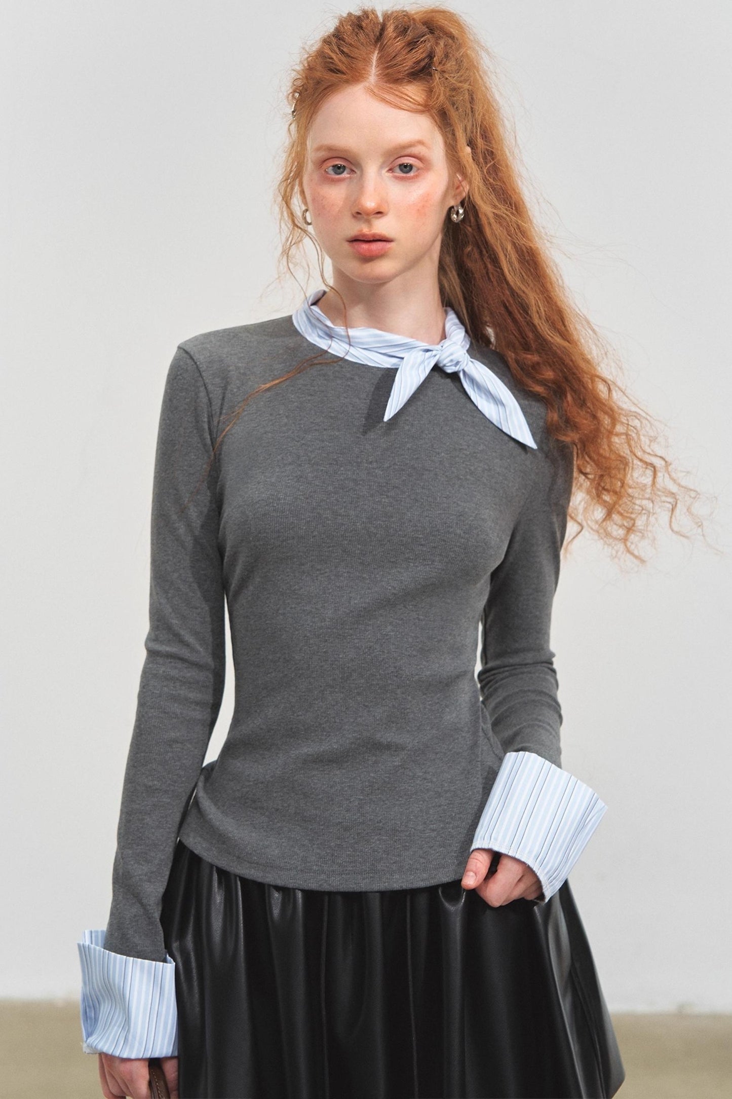 Simple Puffy Leather Skirt