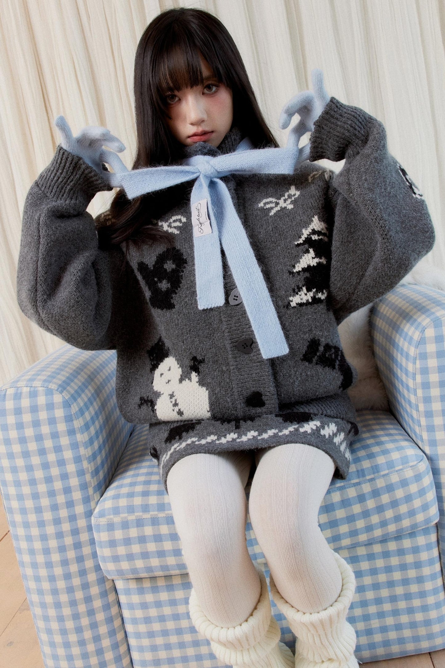 [10 31new] fragile shop winter snow hibernation memories Fair Island slouchy sweater autumn and winter knit set