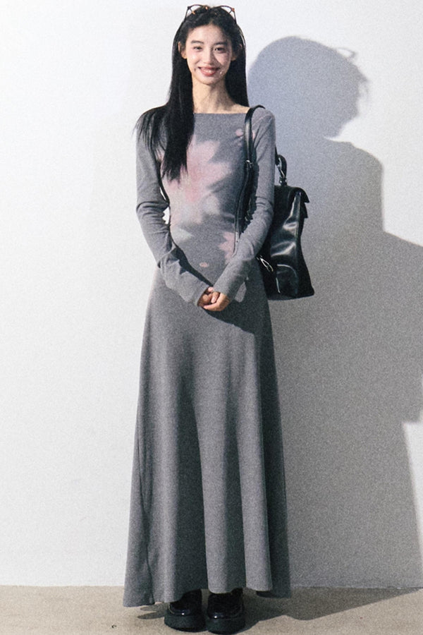 코팅된 플로럴 니트 드레스 