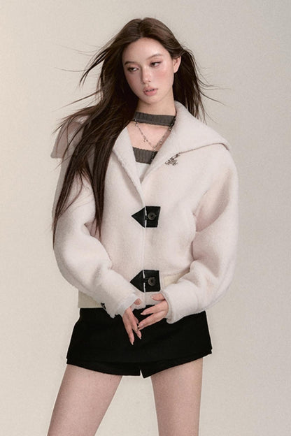 Large Collar Tweeed Short COAT