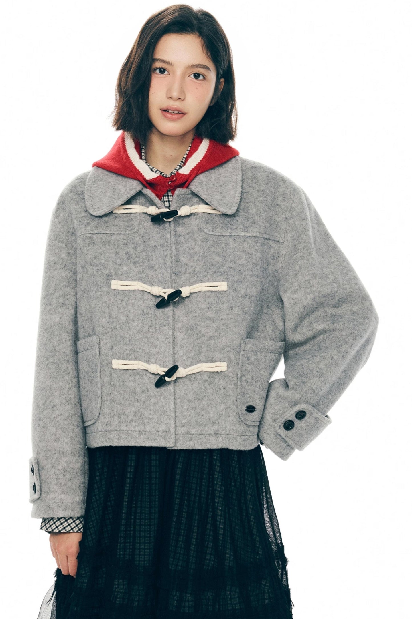 Retro Woolen Horn Button Jacket