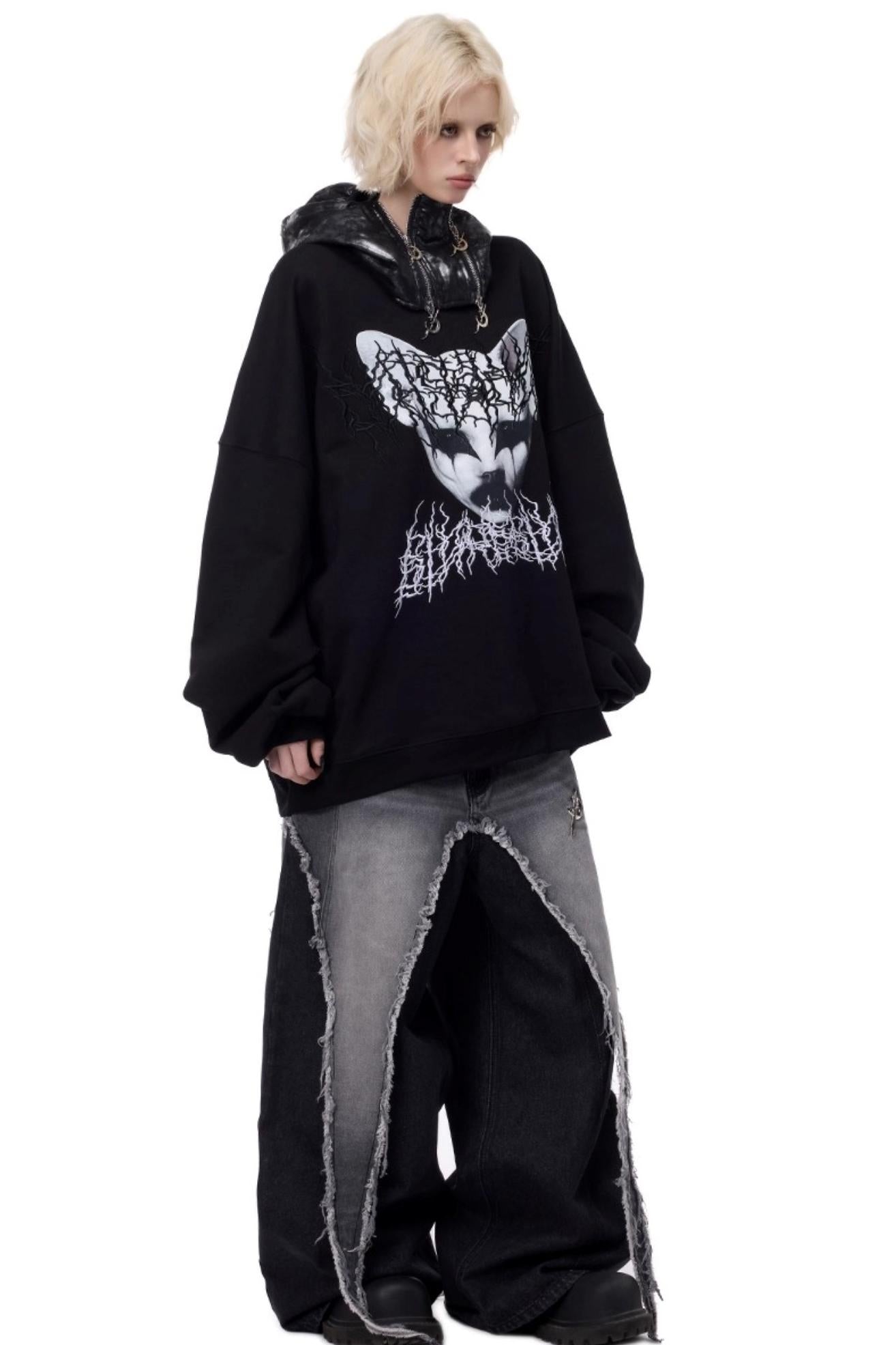 Cat Star Embroidery Sweatshirt