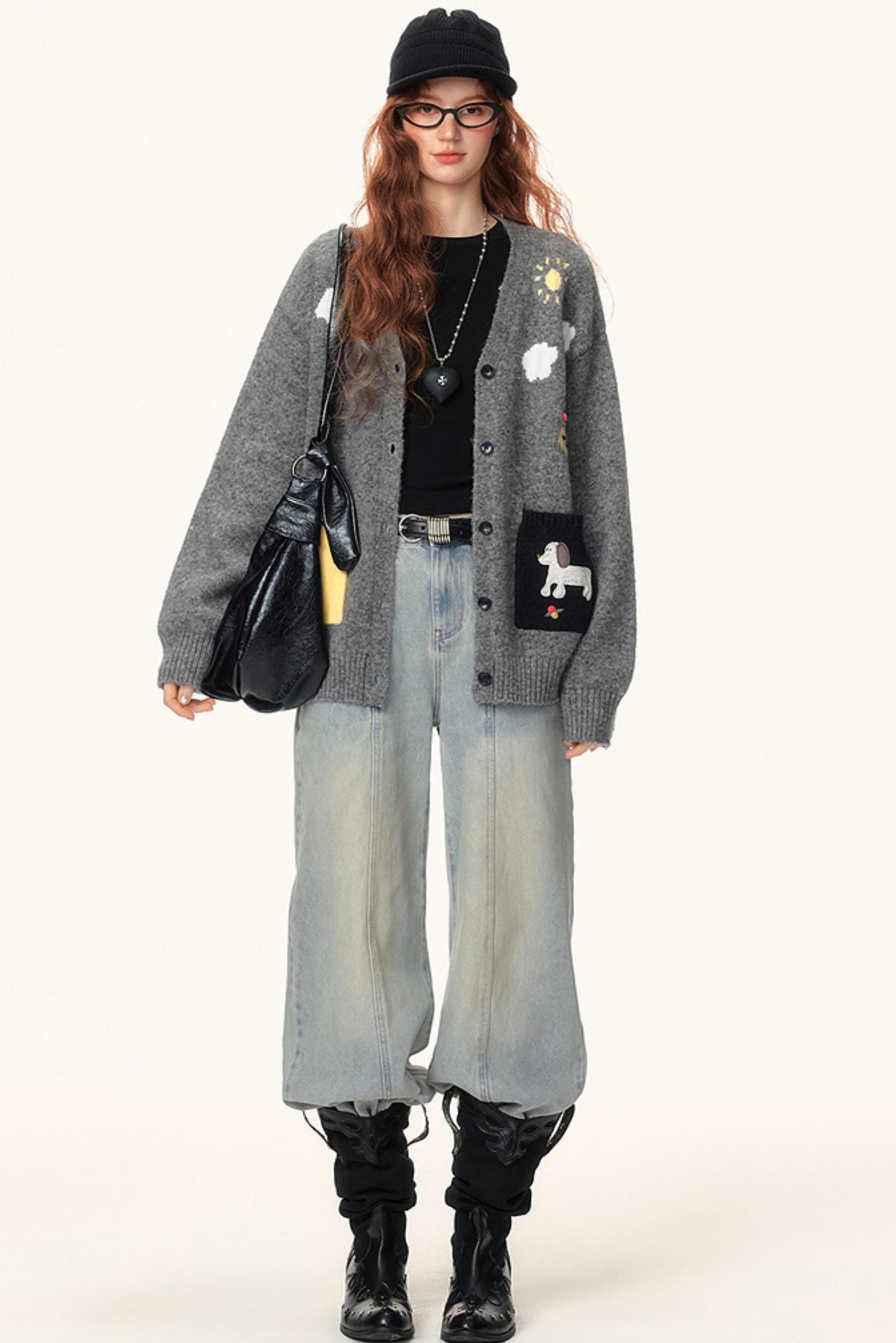 Jacquard V-Neck Cardigan Sweater