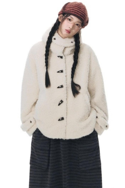 Cozy Hooded Lamb Wool Jacket