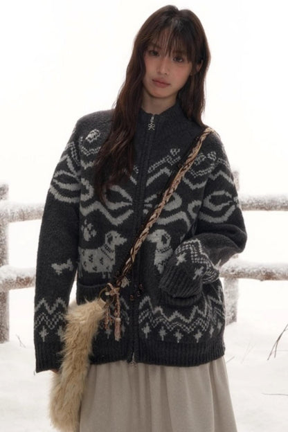 Light Bow-Knot Knit Cardigan Set-Up