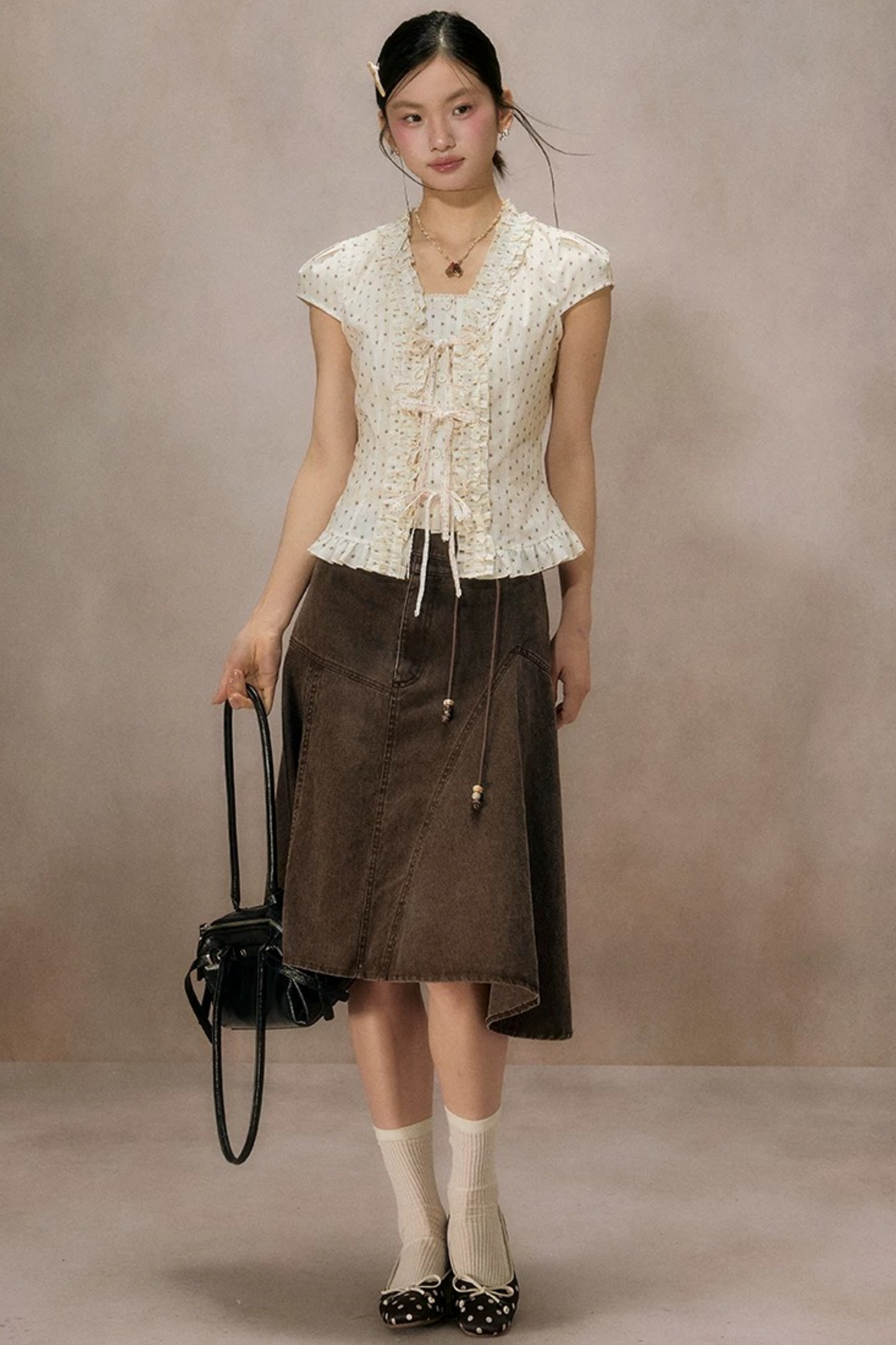 Ruffled Lace Trim Blouse