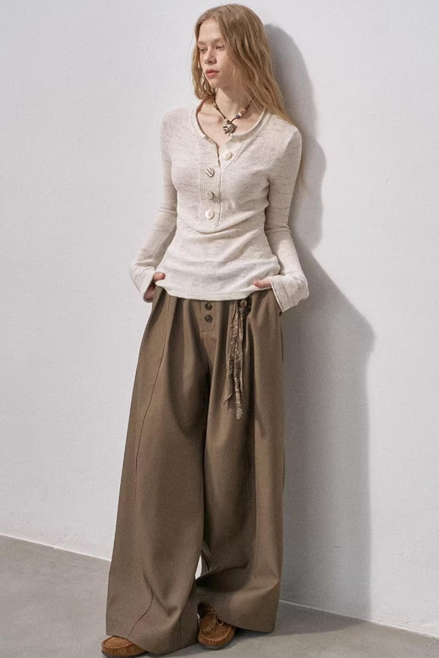 Sequin Henry Collar Knit Sweater