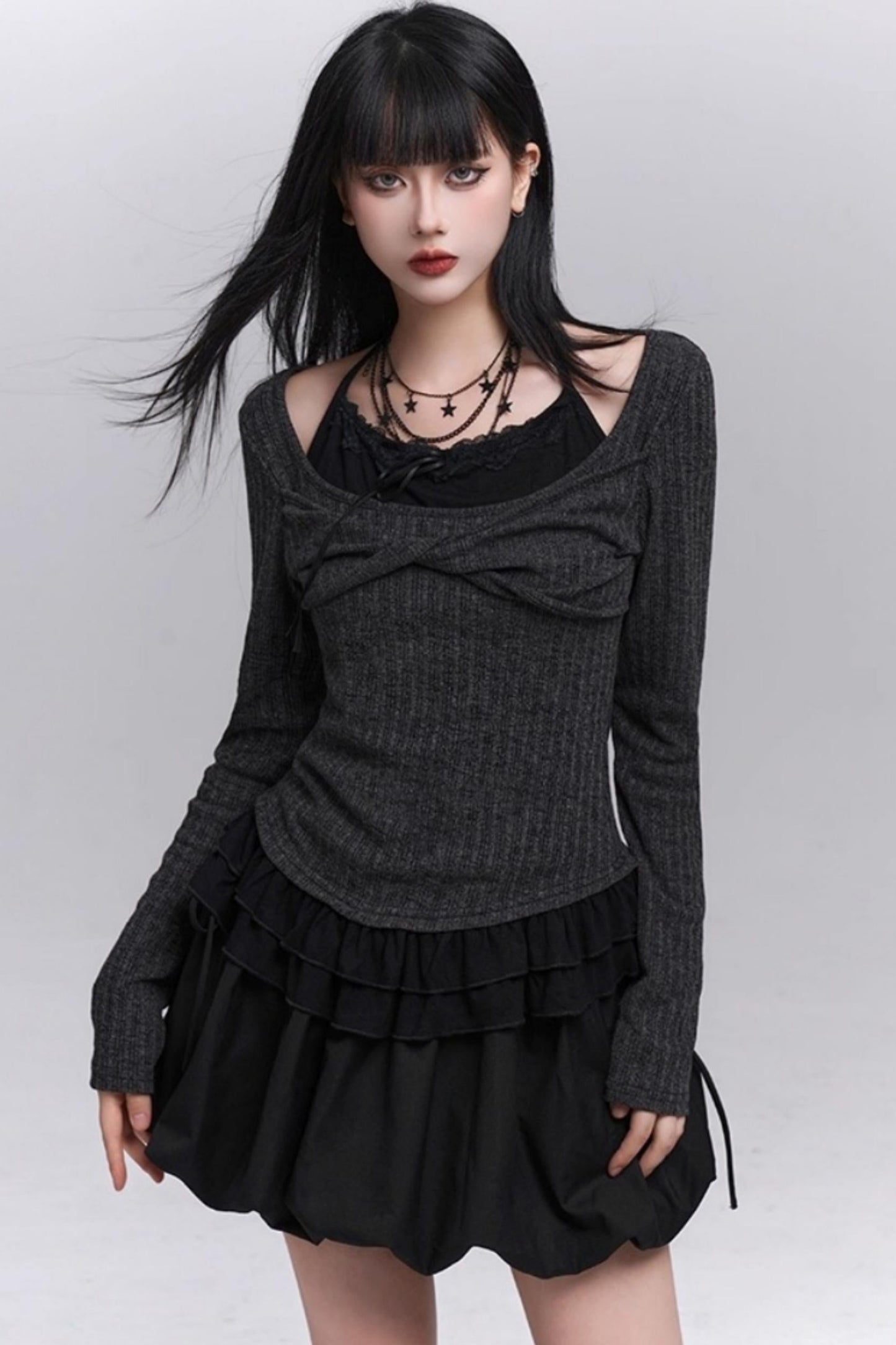 Early Gray Sleeve Halter Top