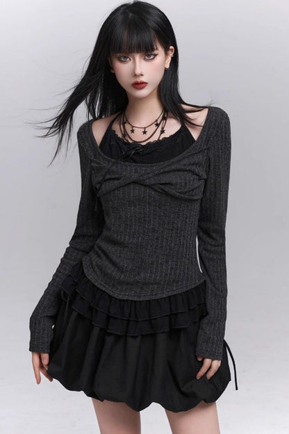 Early Gray Sleeve Halter Top