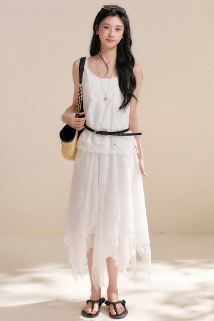 Romantic Asymmetrical Lace Skirt