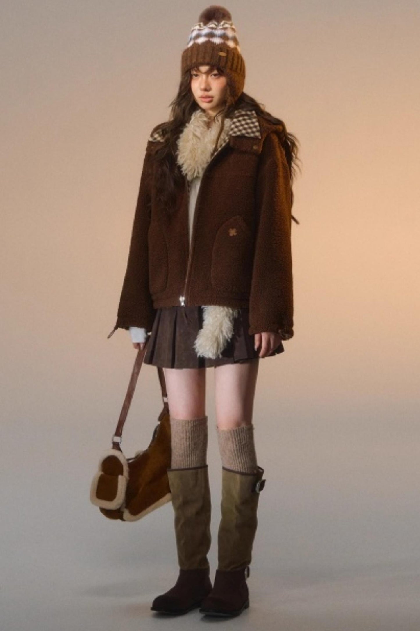 Reversible Plaid Patchwork Fleece Jacket