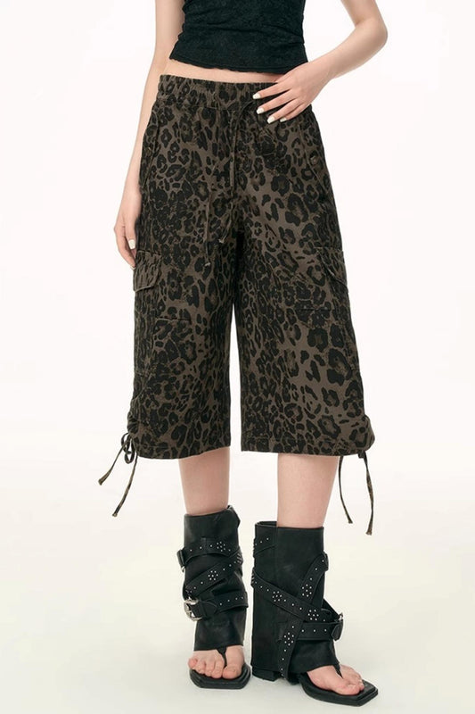 Casual Leopard Drawstring Trousers