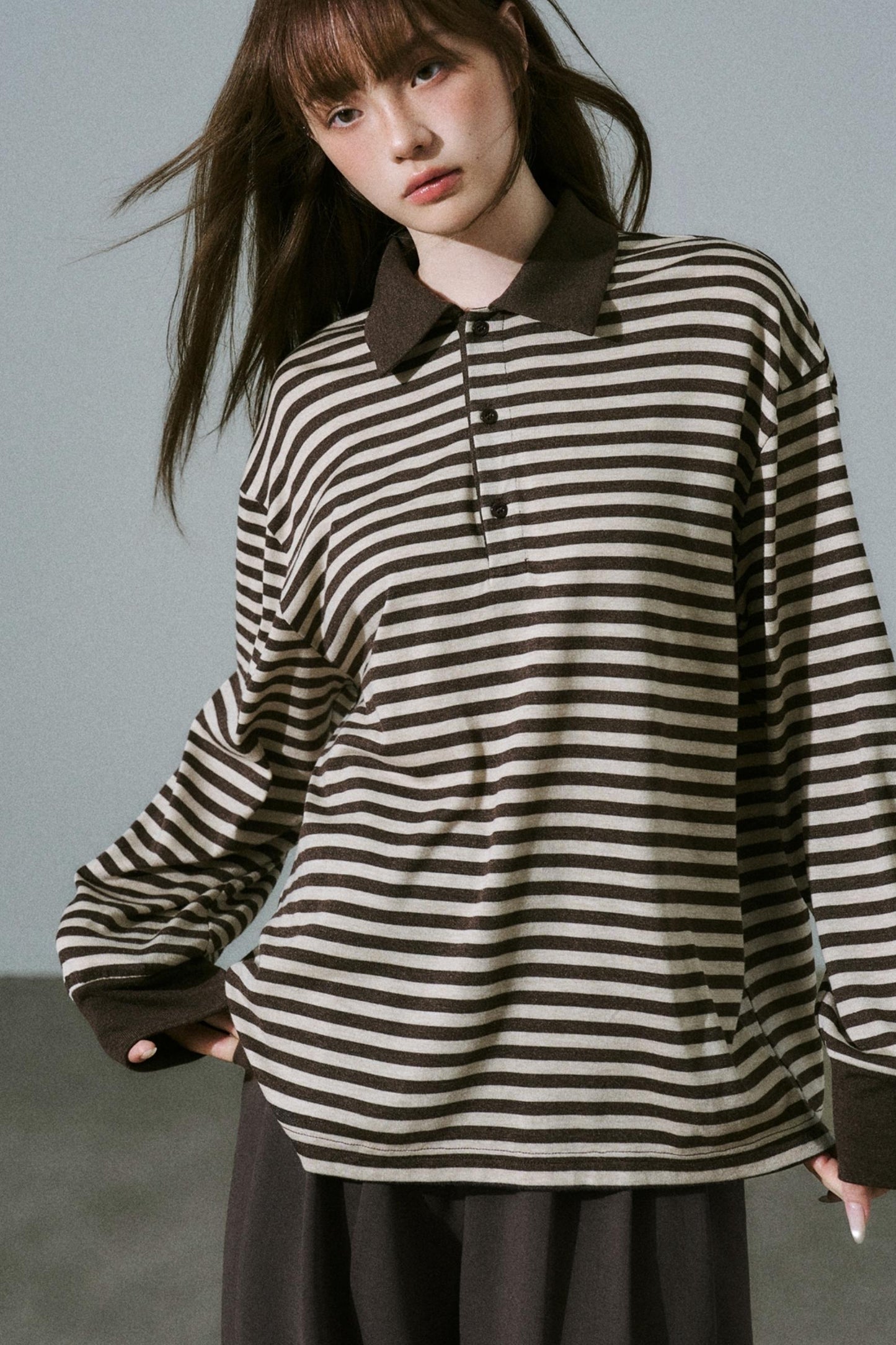 Chocolate Brown Striped Top