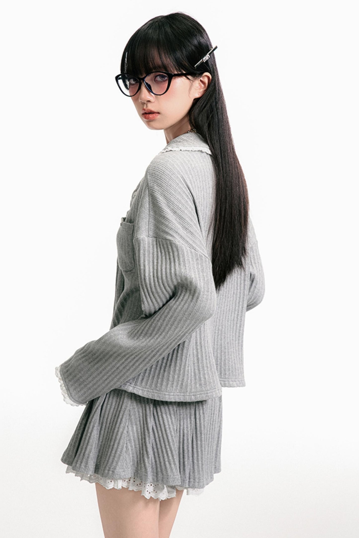 Gray Sailor Ensemble Skirt Set