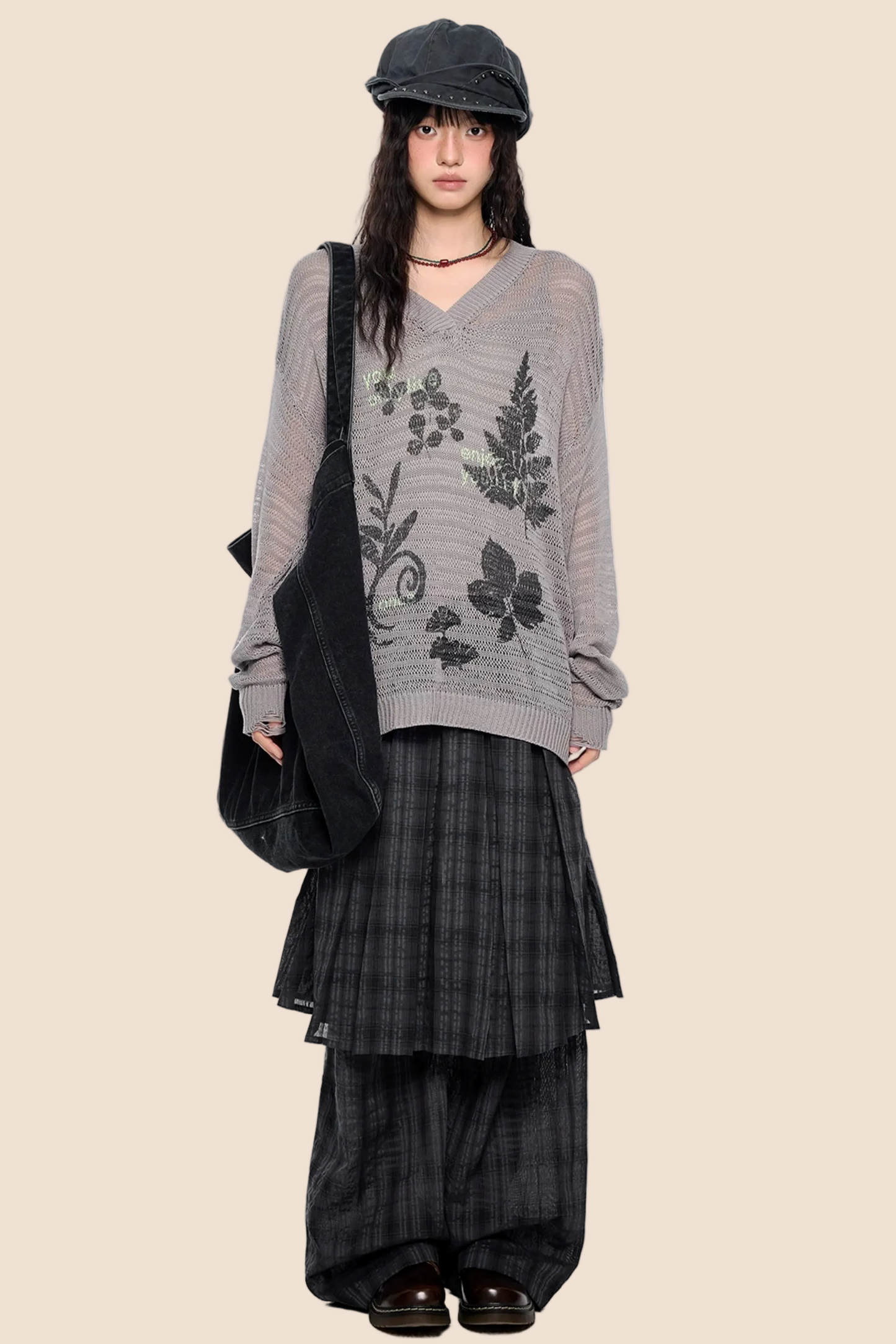 Blusa rétro in maglia fantasia