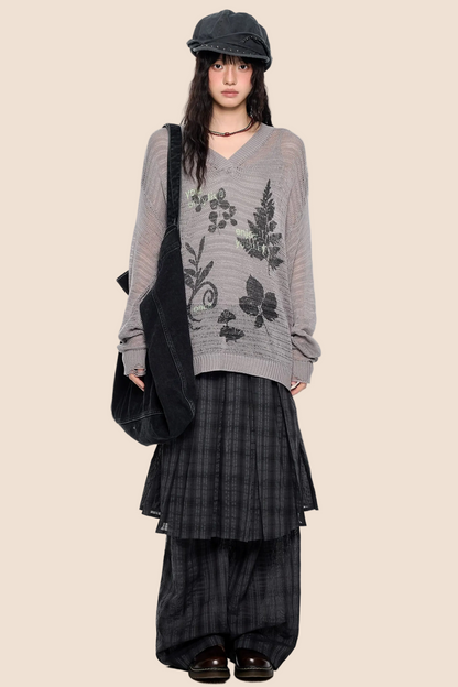 Blusa rétro in maglia fantasia