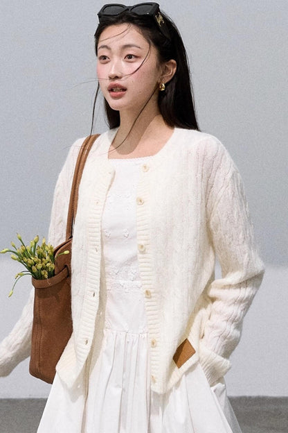 Gentle Mohair Wool Knit Cardigan