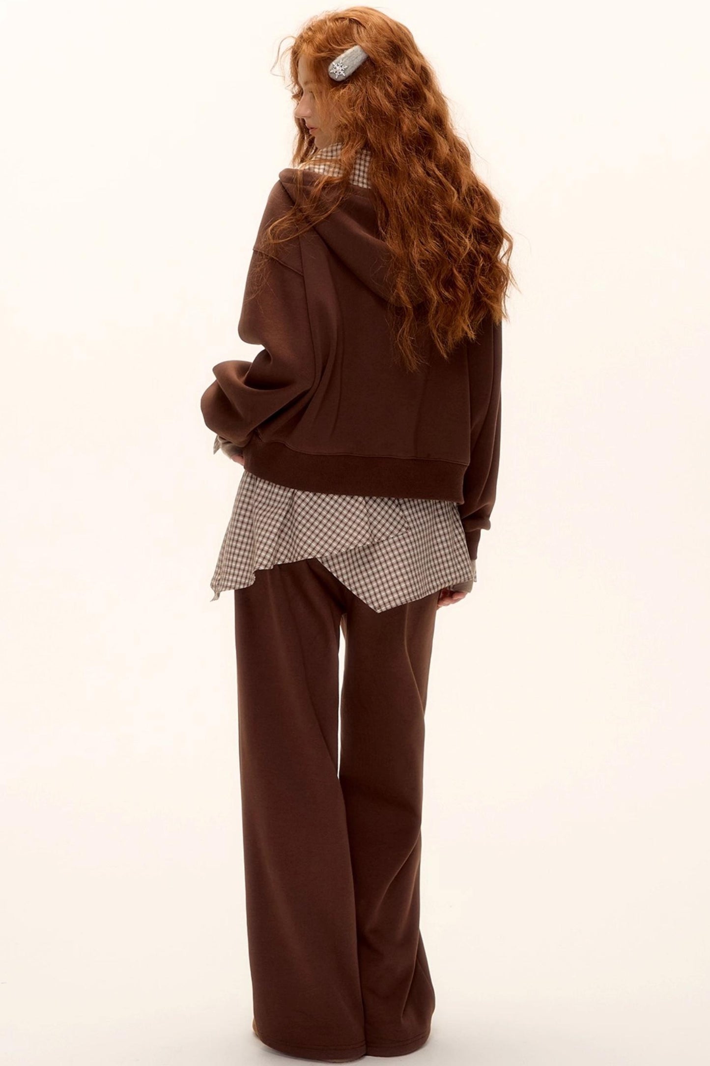 Patterned Patchwork Hooded Sweatshirt Set-Up