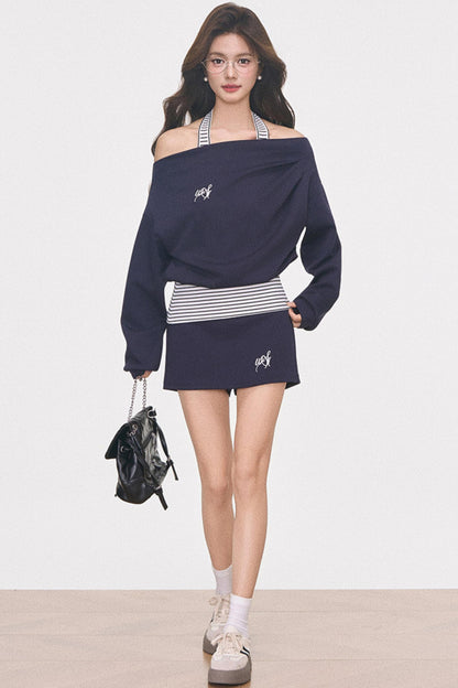 Gray Knitted Sporty Suit Set-Up