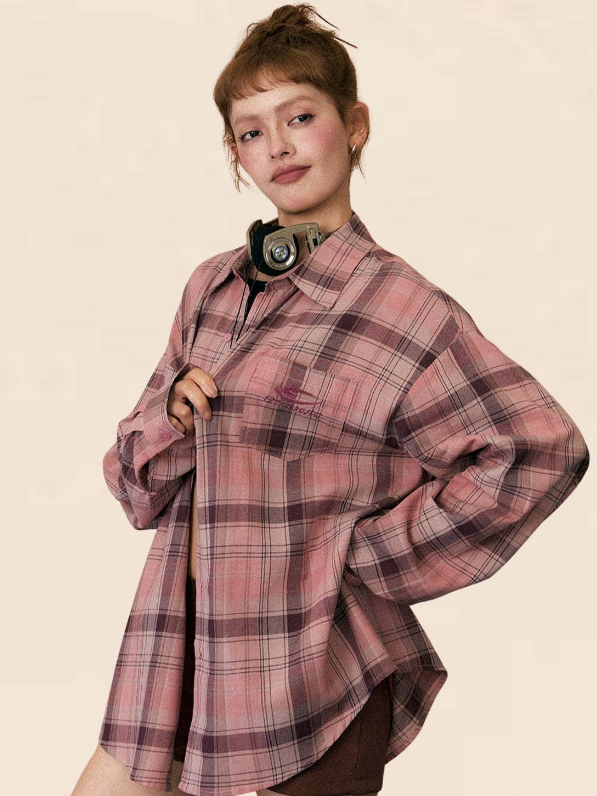 Vintage Plaid Sun Protection Shirt