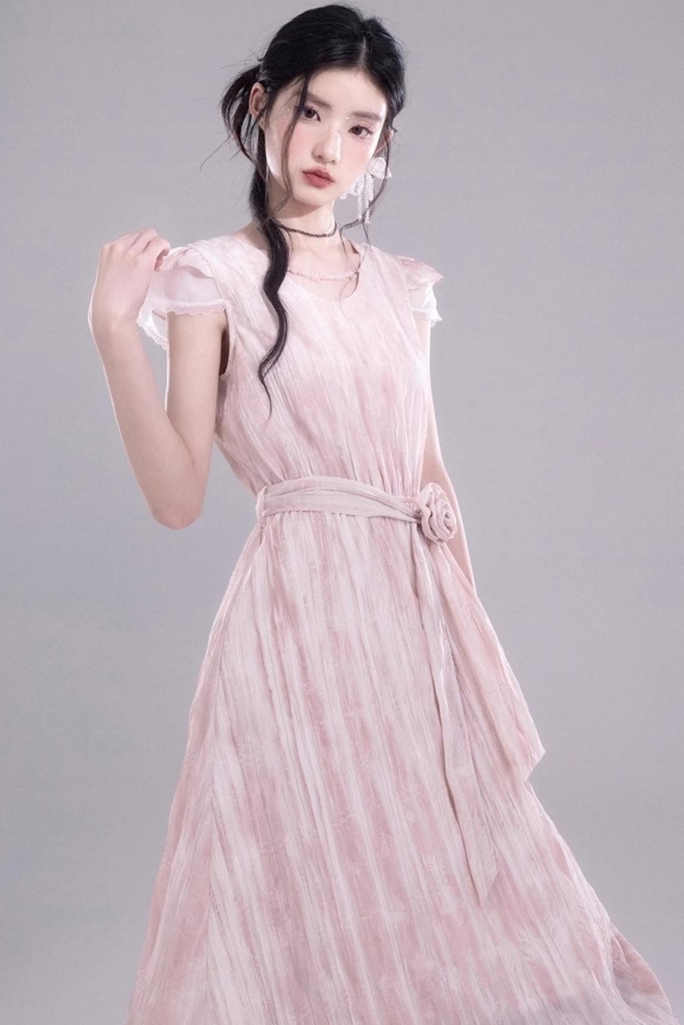 Pleat Detail Sleeve Dress