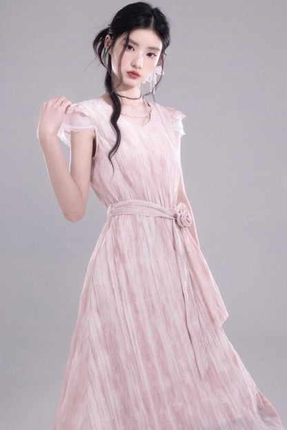 Pleat Detail Sleeve Dress