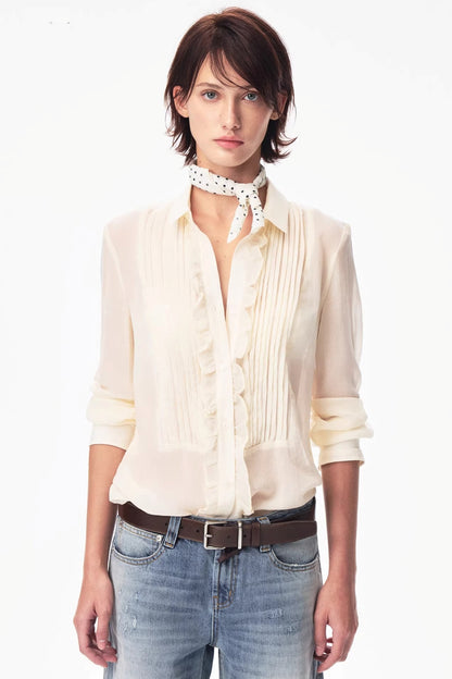 Lyocell Lace Pleated Shirt