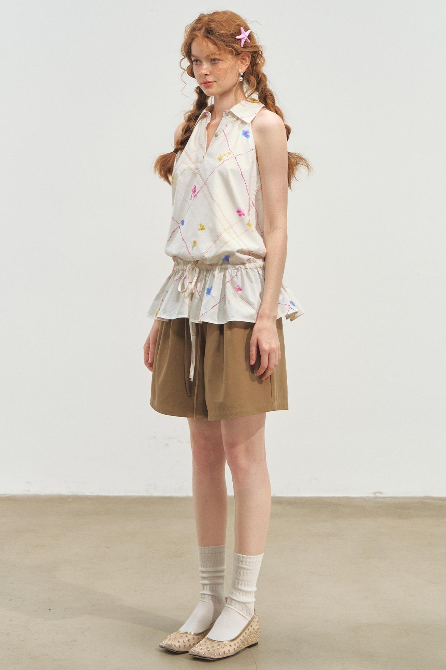 Printed Tie Neck Blouse