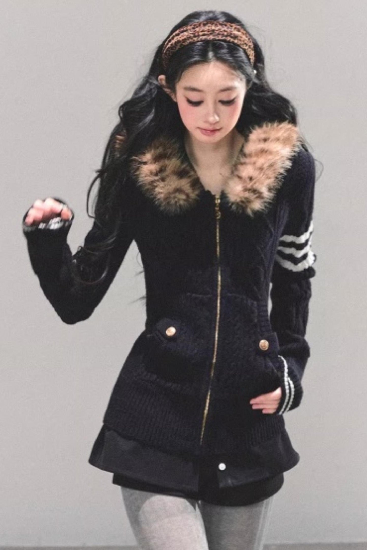 Winter Hooded Knit Sweater