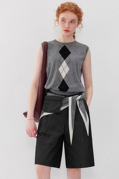 Diamond Checkered Wool Vest