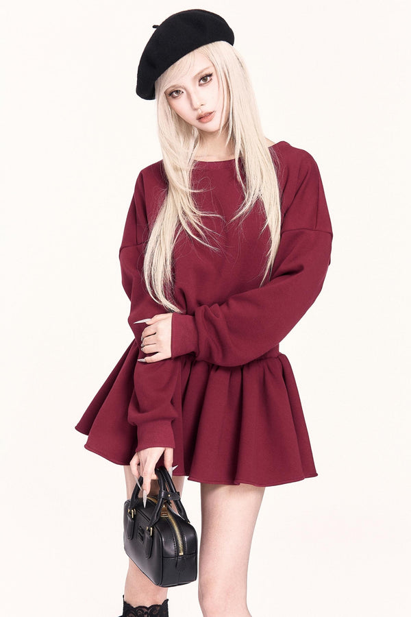 Backless Fleece Sweatshirt Dress