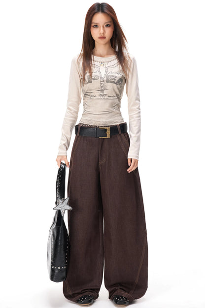 Retro Color-Blocked Denim Pants