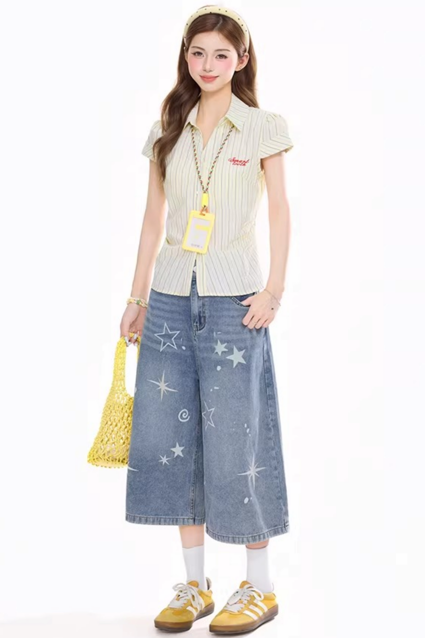 Star-Printed Cropped Pants