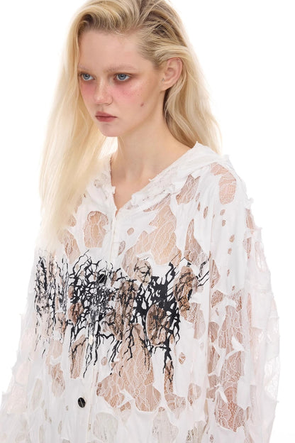 Thorned Lace Hooded Top