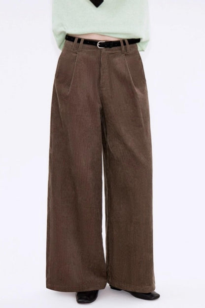 Retro Corduroy Pleated Pants
