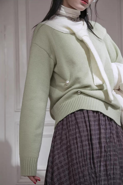 Warm Apricot Wool Tie Sweater