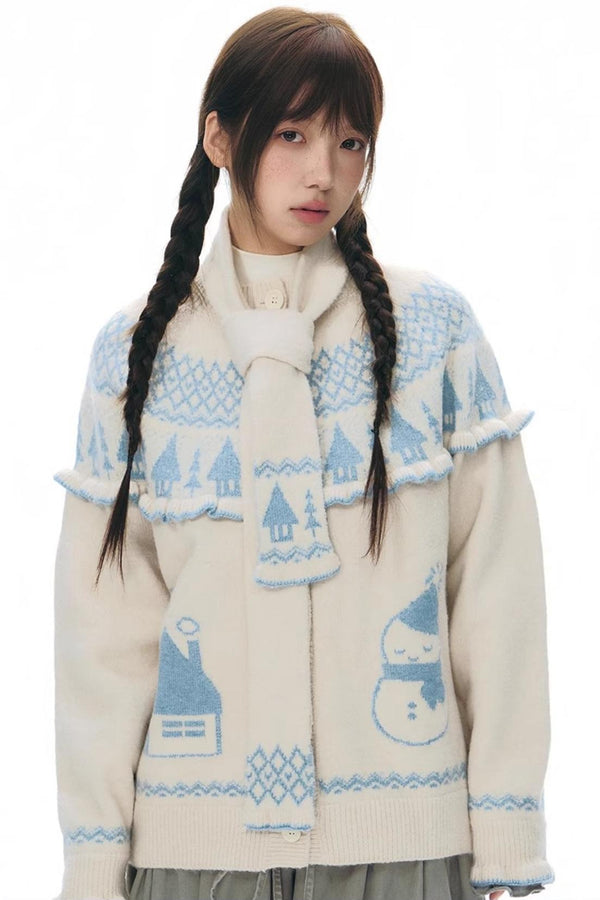 Snow View Jacquard Winter Sweater Set-Up