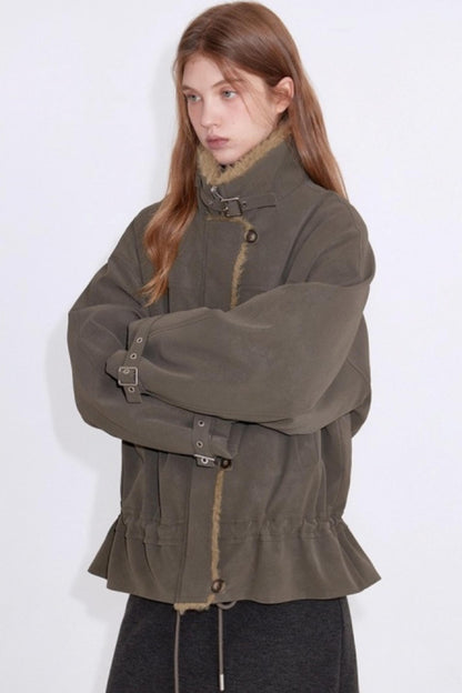 Furry Patchwork Leather Jacket