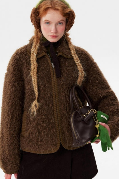 Retro Brown Braided Fur Coat