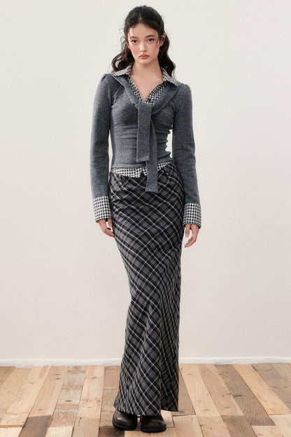 Patchwork Knit Strappy Top