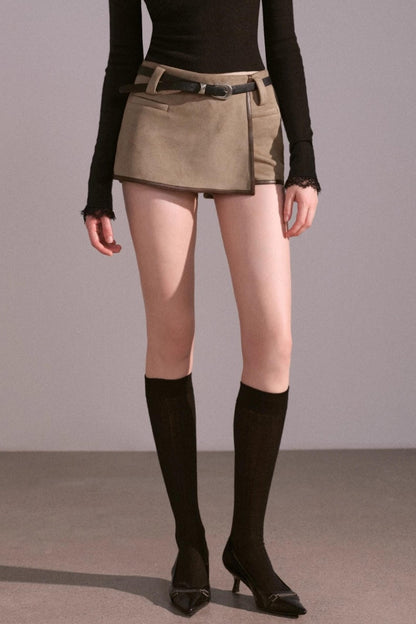 Spice Girl Khaki Suede Skirt