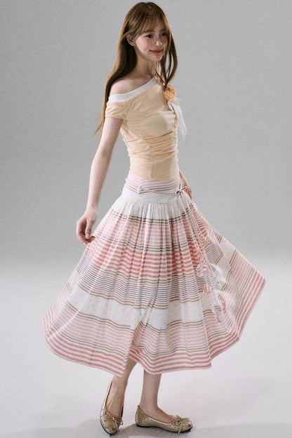 Soft Floral Belted Summer Skirt